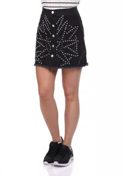 Сине-белая женская мини-юбка с рисунком