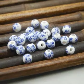 Сине-белые керамические бусины, плетеный браслет с китайским узлом, подвеска для браслета, материал для изготовления бижутерии своими руками, аксессуары, россыпь бусин 8Mm ceramic beads