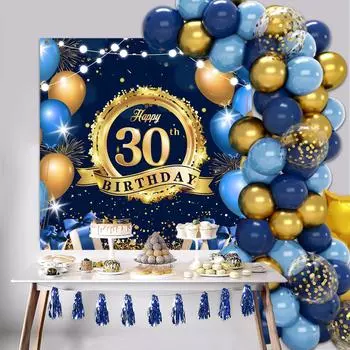 Сине-золотые воздушные шары гирлянда арка фон комплект счастливые 30 40 50 лет украшения для дня рождения взрослые принадлежности для дня рождения Other