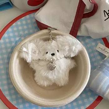 Синее ожерелье с жемчугом в виде банта, подвеска в виде сумки-кролика, вязаный рюкзак, брелок в виде куклы-кролика