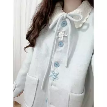 Синее шерстяное пальто женское 2024 года, новая модель на осень и зиму, для маленького мужчины, очень красивая шерстяная куртка S 80-100