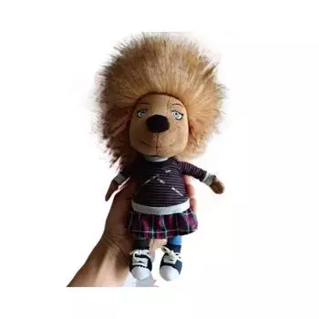 Sing Plush Ash Doll With Embroidery Design And Striped Top Plaid Decor Skirt
