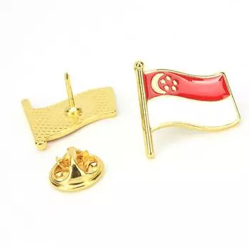 Значок с флагом Сингапура Значок с флагом страны Эмалевая булавка Брошь Значок с национальным флагом Коллекции ювелирных изделий Аксессуары
