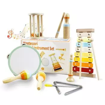 SINGERTOP Детская барабанная установка Набор ударных инструментов Набор музыкальных инструментов Монтессори Музыкальные игрушки Детские барабаны Игрушки со звуками барабанов Игрушки Развивающие игрушки