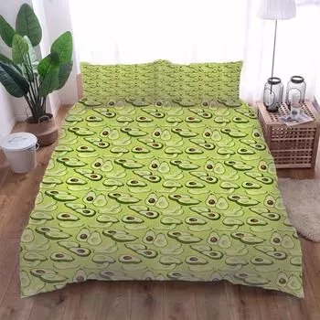 Single Bed Set 3D Green Fruit Avocado Print Kids Design Bedding Sets Single Double Bed Duvet Cover Set And 2 Pcs Pillow Cover W90xL190cm