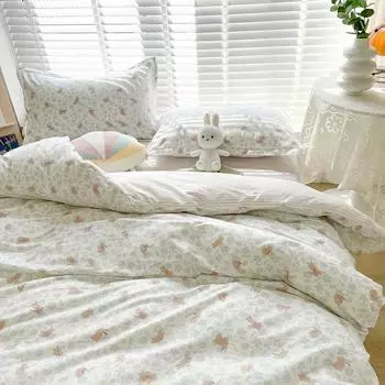 Single Double Bed Floral Duvet Cover 100% Cotton Duvet Cover Autumn and Winter Bedding 200x230cm