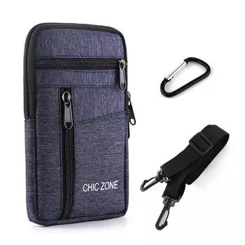Single Double Layer Phone Waist Bag Waterproof Cellphone Bag Outdoor Phone Storage Blue-Single