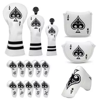 Single Head Cover Golf Driver Cover Mallet Magnetic Type with Odyssey 2 Pin Type Compatible with Scotty Playing Cards Ace of Spades A DR/Wood
