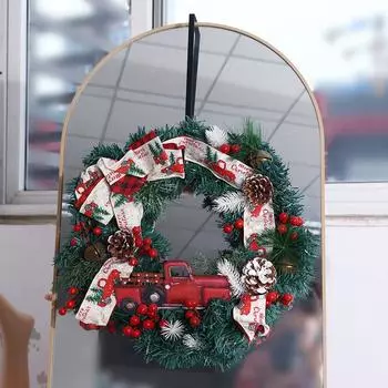 Single Hook Ornament 12/15 Inch Floral Wreath Hanger Large Black Wreath Metal Hook Nail-free Carbon Steel Christmas
