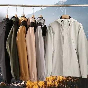 Single-layer Jacket Jacket Men s Autumn and Winter Three-proof Outdoor Windproof Waterproof Jacket Men s Machine Mountaineering Suit M серый