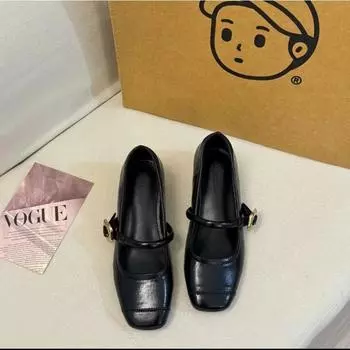 Single shoe inner height increase 5cm shell style Mary Jane small fashion height increase single shoe 34