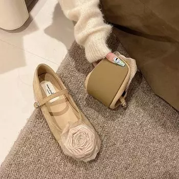 Single shoes female spring new French evening breeze temperament fairy new Chinese medium high heels 35 коричневый