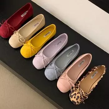 Single shoes new French blue ballet shoes small evening breeze early spring soft-soled bow flat-soled women s shoes ladyshoes shoes 35 розовый
