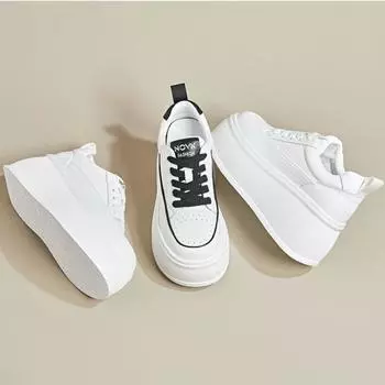 Одиночные туфли весенние женские туфли на толстой подошве с внутренней стороны увеличивают высоту маленькие белые туфли детские весенние высококачественные туфли на плоской подошве для спорта и отдыха 34 белый