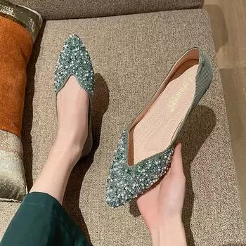 Single shoes women s autumn 2025 new flat-heeled shoes shallow mouth versatile women s shoes soft-soled pointed flat-soled ladyshoes 34