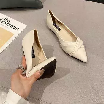 Single shoes women s flat bottom pointed 2025 new casual fashion mom Doudou shoes 833-6 35 чёрный