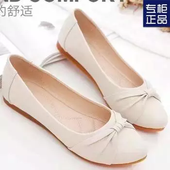 Single shoes women s middle-aged shallow mouth mother shoes summer women s shoes soft leather soft sole Doudou shoes 2025 spring and autumn new 35