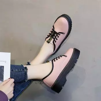 Single shoes women s spring 2025 new Korean version versatile thick heel flat-soled leather little white shoes women s thick sole shallow mouth women 35