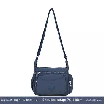 Single Shoulder Small Bag Multi-Layer Large Capacity Waterproof Nylon Cloth Dark Blue