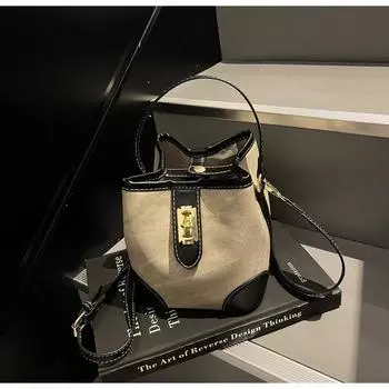 Single shoulder underarm bag popular retro single shoulder underarm bag bucket bag small bag new women s bag fashion бежевый