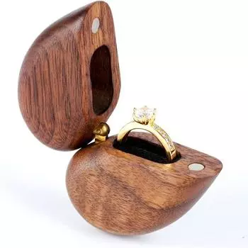 Single Slot Proposal Ring Case Heart Shaped Jewelry Organizer Box Elegant Wooden Ring Box Wedding Heart Shaped