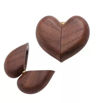 Single Slot Wooden Ring Box Heart Shaped Ring Holder Gifts Jewelry Organizer Box Birthday Heart Shaped