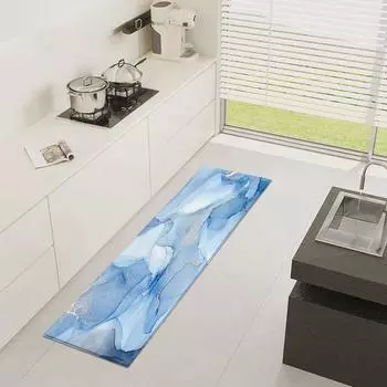 Синие акварельные кухонные коврики для пола, противоскользящий мягкий губчатый коврик для ванной комнаты с абстрактным принтом, коврик для спальни, прикроватный коврик 40x60cm 1pcs