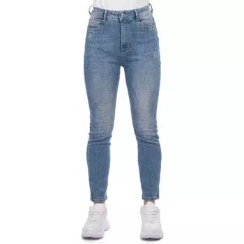 Синие белые женские джинсы скинни