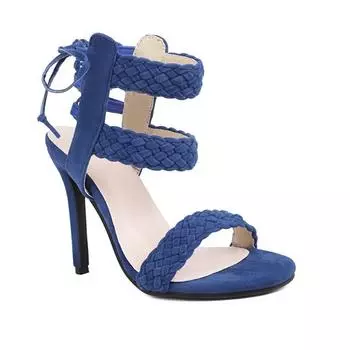 Синие бежевые женские босоножки на высоком каблуке, большой размер 48 34 чёрный