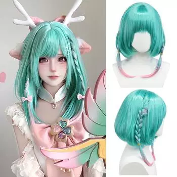 Синие блики розовые прямые волосы синтетический парик женский игра Слава короля -Yao косплей праздничный парик прямой парик для вечеринки 35cm