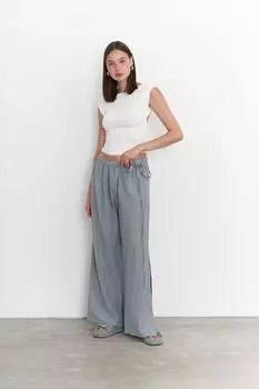 Синие брюки с завязками по бокам Harmony