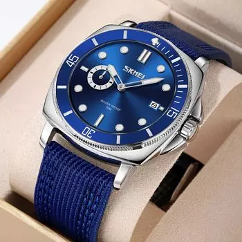 Синие часы для мужчин спортивные наручные часы светящиеся водонепроницаемые кварцевые часы Relogio Masculino Uhren Herren нейлоновый ремешок чёрный