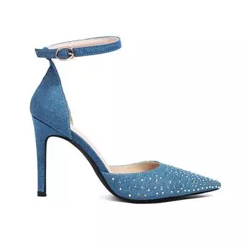 Синие черные женские босоножки на высоком каблуке, большой размер 48 34 чёрный