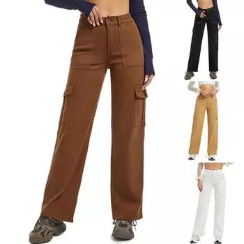 Синие цветочные карманы больших размеров, широкие брюки для женщин, джинсы L чёрный