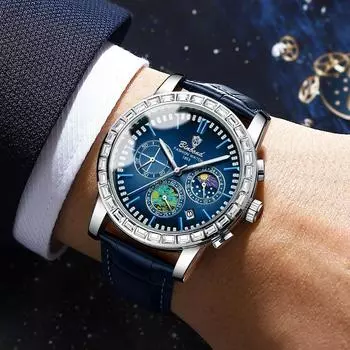 Синие деловые часы мужские лучшие брендовые роскошные модные мужские часы военные спортивные кварцевые часы-хронограф мужские водонепроницаемые часы с датой