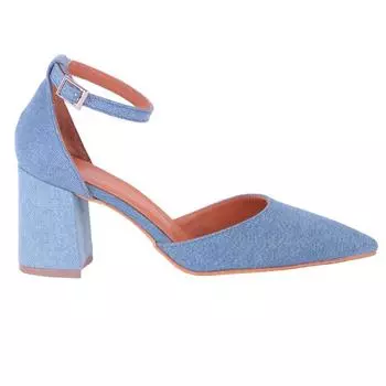 Синие джинсовые туфли для женщин, туфли на каблуке с острым носком, джинсовые женские туфли на массивном каблуке, пикантные женские туфли нового сезона RA-034