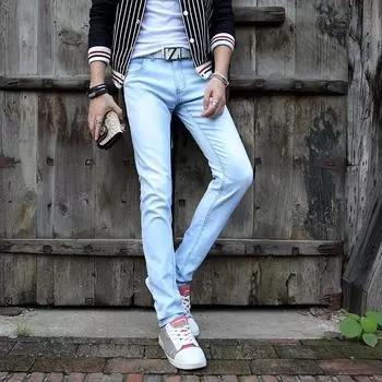 Синие джинсы Ansika средней посадки из эластичного хлопка для подростков светло-синий