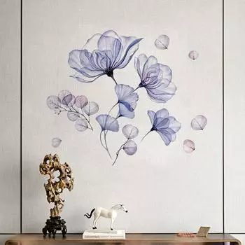 Синие фиолетовые цветочные наклейки на стену самоклеящиеся съемные виниловые наклейки для гостиной спальни кухни декор разноцветный