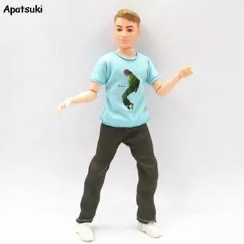 Синие футболки, брюки, штаны, 1/6, одежда для кукол Кена, наряды для кукол для бойфренда Барби, Кена, аксессуары для мальчиков, детские игрушки синий