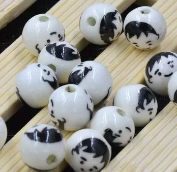 Синие и белые фарфоровые бусины 12 мм синие маленькие орхидеи, ювелирные аксессуары своими руками керамические круглые свободные бусины, с бусинами 12mm ceramic beads