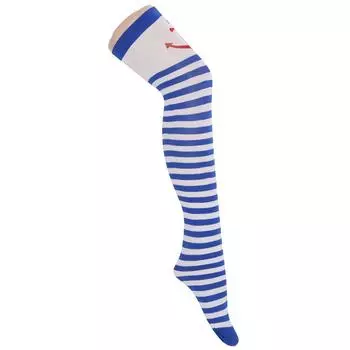 Синие и белые матросские чулки женские рождественские маскарадные чулки синие полосатые чулки One Size
