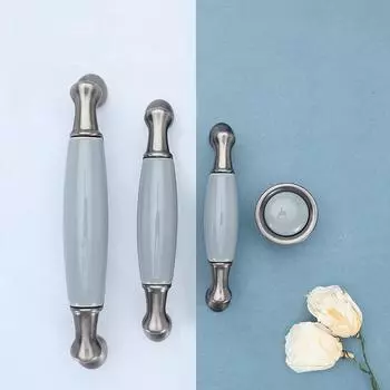 Синие керамические антикварные ручки для кухонных ящиков, винтажные ручки, ручки и ручки для шкафов, металлическая фурнитура для мебели