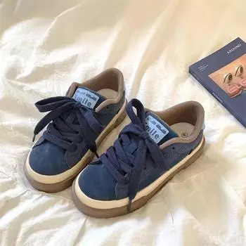 Синие кроссовки в стиле ретро для женщин с толстой подошвой и универсальным дизайном. Спортивные и повседневные туфли на плоской подошве из вулканизированной стали. Zapatos De Mujer 35 синий