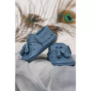 Синие лоферы из натуральной кожи Poy