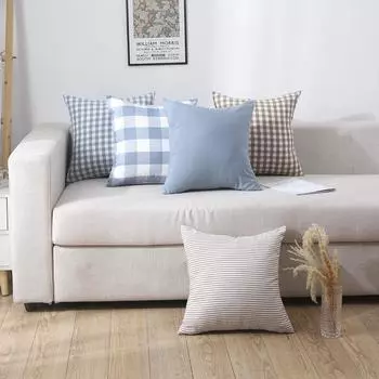 Синие наволочки в клетку для дома, декоративные наволочки для дивана 45x45 см 1 шт.