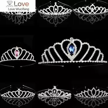 Синие принцессы диадемы короны повязка на голову дети девочки шоу свадебный выпускной невеста подружка невесты подарок свадебные аксессуары украшения для волос