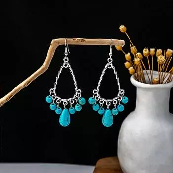 Синие серьги-подвески в этническом стиле Bohemia Bohemia Drop Earring Jewelry Accessories style4
