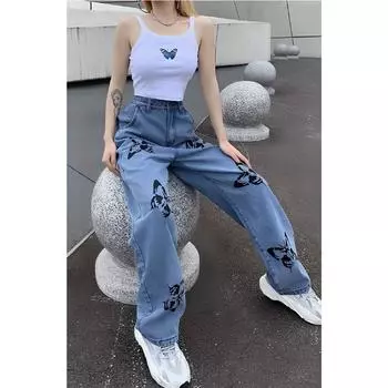 Синие широкие джинсы Butterfly Palazzo