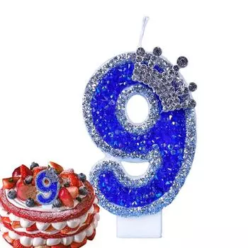 Синие свечи на день рождения, блестящие синие свечи для торта, 3D-фигурные украшения для торта, украшения для свадеб, тематических вечеринок