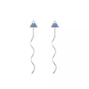 Синие треугольные женские серьги-гвоздики женственность длинные волнистые серьги-цепочки маленькие студенческие серьги украшения для ушей